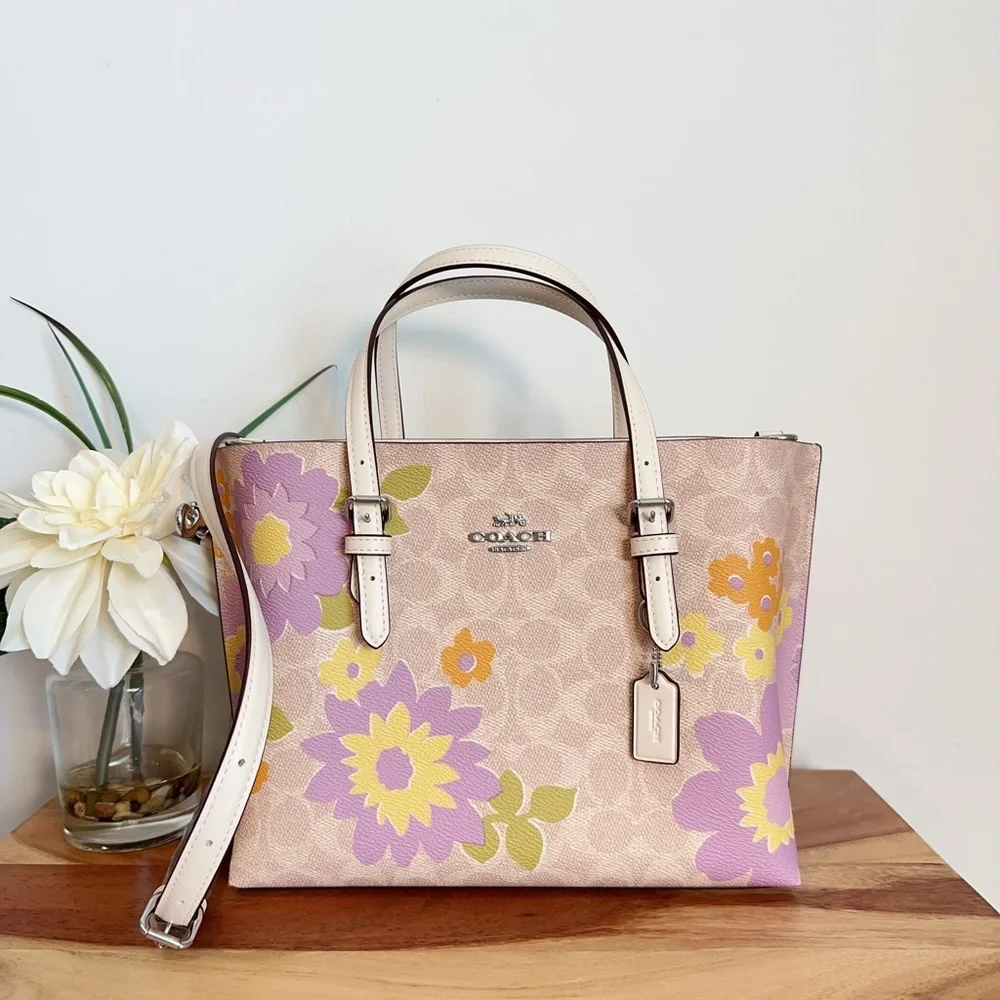 NWT Coach Mollie Tote Bag 25 In Signature Canvas With Floral‎ Print - Picture 2 of 9